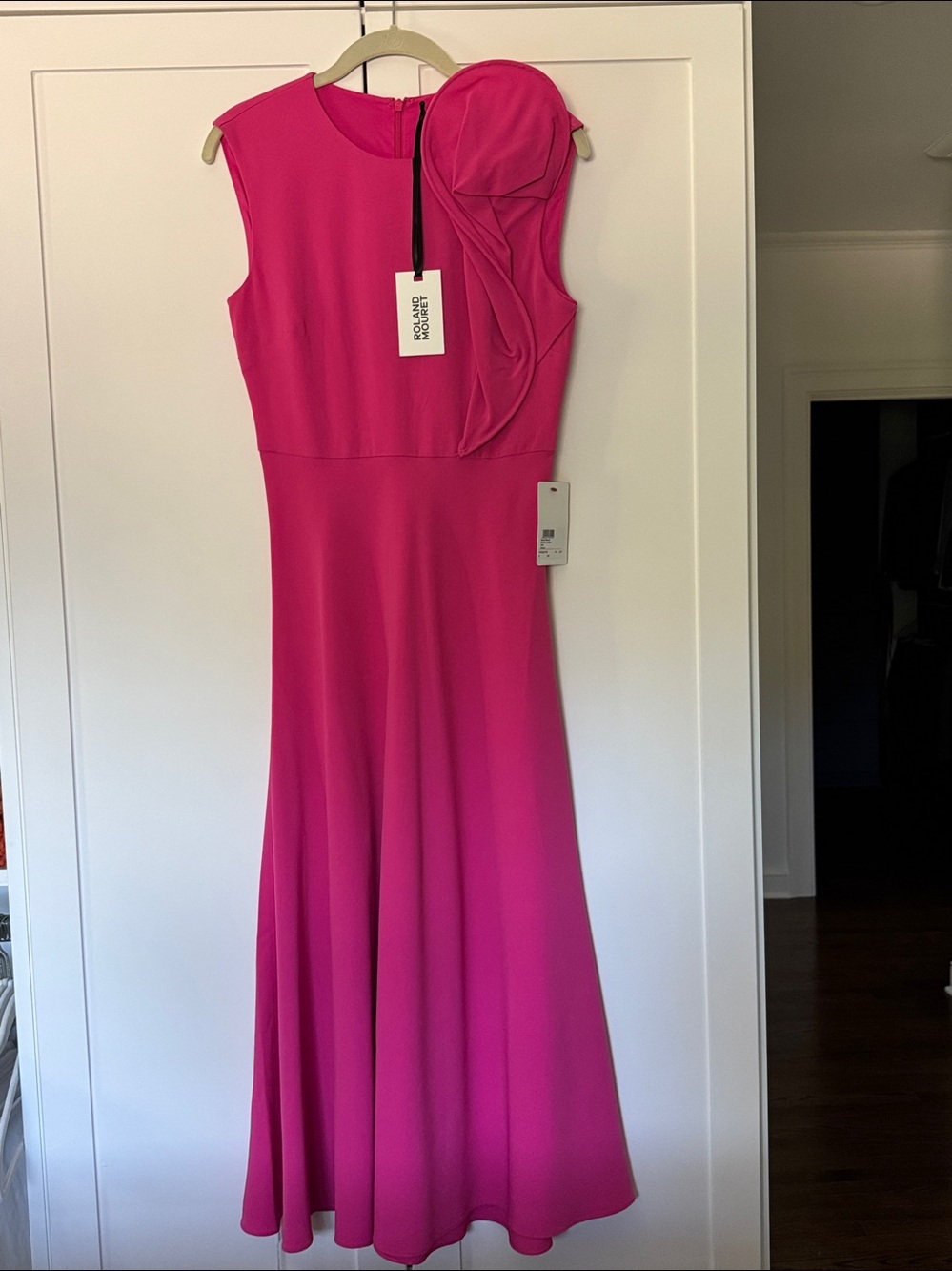 NWT Roland Mouret Floral Appliqué Cady Midi Dress